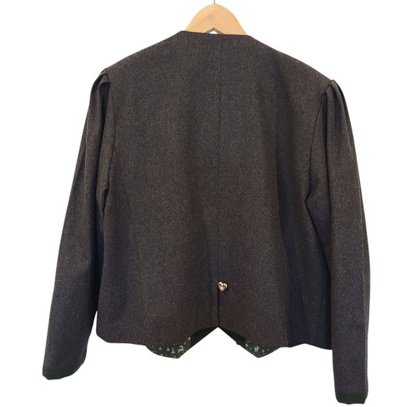 Vtg German wool blend Hammerschmid Gray blazer Mushrooms Octoberfest Euro Sz 36 - Picture 2 of 13